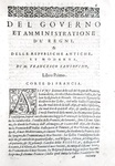 Francesco Sansovino - Del governo et amministratione di diversi regni et repubbliche - 1607