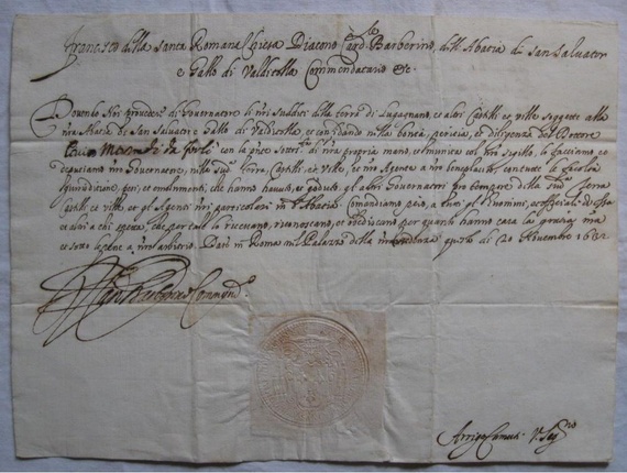 Dcumento autografo del cardinale Francesco Barberini Dcumento autografo del cardinale Francesco Barberini