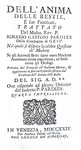 Ignace-Gaston Pardies - Dell'anima delle bestie e sue funzioni - Venezia 1724