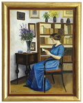 Poul Friis Nybo - A favourite author - anni Duemila (olio su tela - autentica dell'artista) Poul Friis Nybo - A favourite author - anni Duemila (olio su tela - autentica dell'artista)
