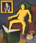 Mark Kostabi - Remote viewing - 2004 (olio su tela - con autentica diretta dell'artista su foto)