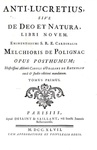 Polignac - Anti-Lucretius, sive de deo et natura - 1747 (prima edizione - con numerose incisioni)