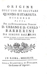Simone Ballarini - Origine dell'uso di salutare quando si starnuta - 1747 (prima edizione)