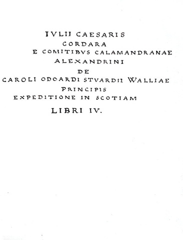 Cordara - De Odoardi Stuardii Walliae principis expeditione in Scotiam - 1752 (autore F.E. Guasco)