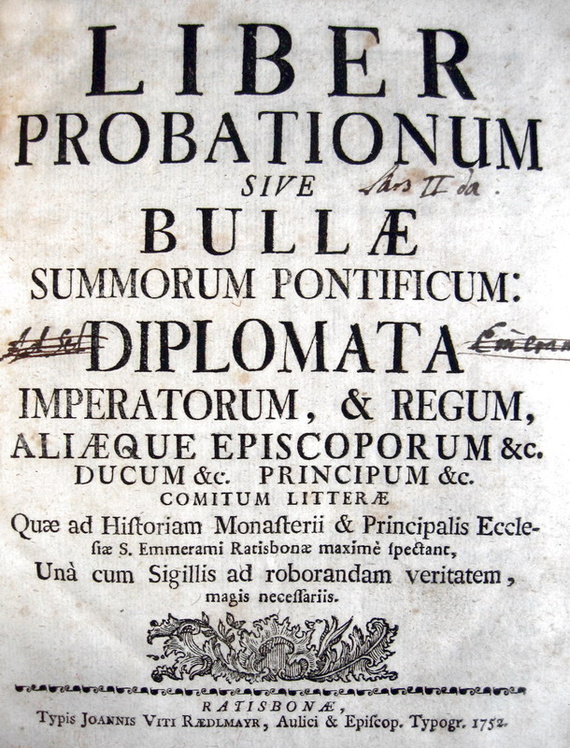 Johann Baptist Krauss - Liber probationum sive bullae pontificum - 1752
