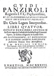 Guido Panciroli - De claris legum interpretibus - Venezia 1637 (rara e ricercata prima edizione)