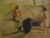 Ermenegildo Agazzi - La lettrice - fine XIX secolo (1890 ca.) - olio su tela