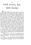 Papa Leone XII - Motu-proprio sul metodo di amministrazione della truppa pontificia - Roma 1828