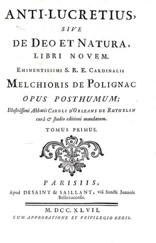 Polignac - Anti-Lucretius, sive de deo et natura - 1747 (prima edizione - con numerose incisioni)