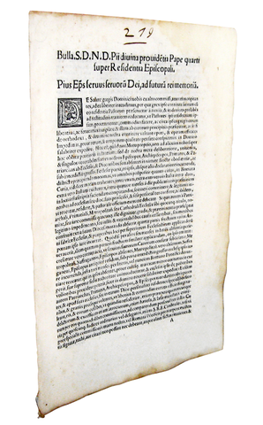 Bolla di Pio IV che disciplina le residenze episcopali - Roma, Blado 1562