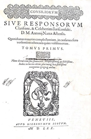 Marco Antonio Natta - Consiliorum sive responsorum - Venetiis 1569/70