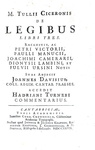 Cicerone -  De legibus libri tres - Cambridge 1727 (bellissima legatura coeva)