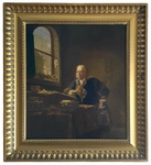 Justus Juncker - A Scholar Sitting at his Desk - inizi del XX secolo (olio su tavola)