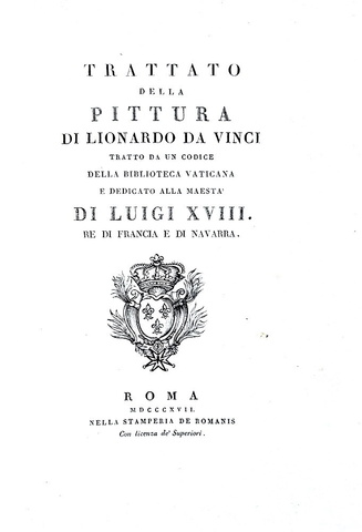 Leonardo da Vinci - Trattato della pittura tratto da un codice inedito - Roma 1817 (con 23 tavole) Leonardo da Vinci - Trattato della pittura tratto da un codice inedito - Roma 1817 (con 23 tavole)