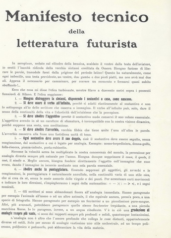 Marinetti - Manifesto tecnico della letteratura futurista - Milano 1912 (ricercata prima edizione)