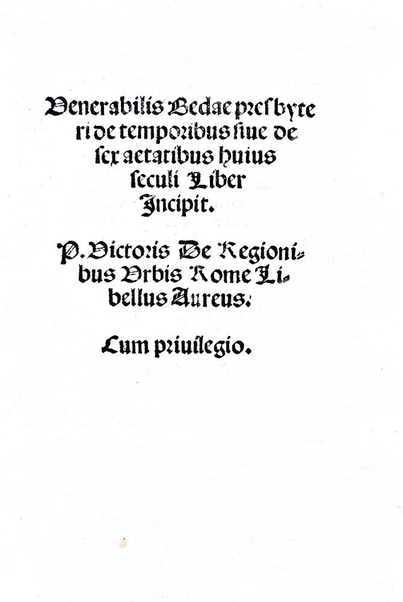 Beda il Venerabile - De temporibus sive de sex aetatibus huius seculi liber -