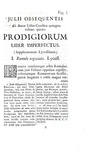 Julius Obsequens - Quae supersunt ex libro de prodigiis - Leiden 1720 (