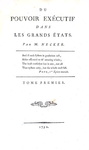 Jacques Necker - Du pouvoir executif dans les grands etats - Paris 1792 (rara prima edizione)