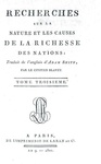 Adam Smith - Recherches sur la nature et les causes de la richesse des nations - Paris 1800 (raro)