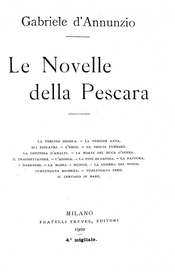 Gabriele D'Annunzio - Le novelle della Pescara - Treves 1902 (prima edizione - legatura da amatore)