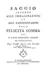 Ansaldi - Saggio intorno alle immaginazioni e alla felicit somma - Torino 1775 (prima edizione)