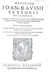 Una classica enciclopedia cinquecentesca: Ravisius Textor - Officina & cornucopia - Venetiis 1588