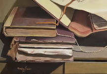 Marino Socci - Natura morta con vecchi libri - 1971 (olio su tela)