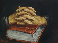 Bollart (Arturo Bollati) - Mani sulla bibbia - 1972 (olio su tela - con autentica)