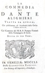 Dante Alighieri - La divina commedia col commento di Pompeo Venturi - Venezia, Pasquali 1751
