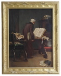 Jan Haverkamp - Monaco in biblioteca - fine del XIX secolo (1890 circa) - olio su prima tela