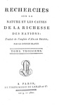 Un grande classico di economia: Adam Smith - Recherches sur la richesse des nations - Paris 1800