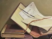 Marino Socci - Natura morta con vecchi libri - 1971 (olio su tela)