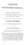 Un grande classico di economia: Jean Baptiste Say - Traite d'economie politique - A Paris 1814