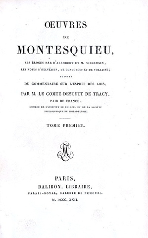 Un simbolo dell'Illuminismo: Montesquieu - Opera omnia - Paris 1822 (otto volumi)