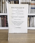 Conte di Cagliostro - Manifesto o sue difese contro il di lui processo - 1790 (edizione rarissima)