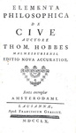 L'origine del Leviatano: Thomas Hobbes - Elementa philosophica de cive - Lausannae 1760
