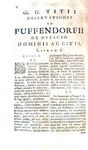 Giusnaturalismo: Samuel Pufendorf - De officio hominis et civis secundum legem naturalem - 1728