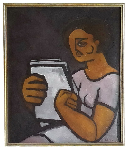 Tra futurismo e cubismo a Torino: Ugo Pozzo - Donna che legge - circa 1955/65 (olio su tela)