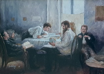 Leonid Pasternak - La veille de l'examen (La vigilia dell'esame) - prima metà del Novecento Leonid Pasternak - La veille de l'examen (La vigilia dell'esame) - prima metà del Novecento