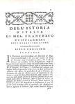 Un classico della storiografia italiana: Francesco Guicciardini - Della istoria d'Italia - 1775