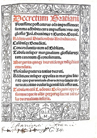 Una maggnifica edizione di alta epoca: Decretum Gratiani - Venezia, Ottaviano Scoto 1528 (figurato)
