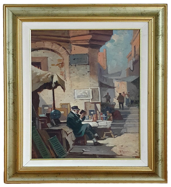 Carl Spitzweg - Der Bücherantiquar (Il libraio antiquario) - fine XIX secolo (olio su tavola) Carl Spitzweg - Der Bücherantiquar (Il libraio antiquario) - fine XIX secolo (olio su tavola)