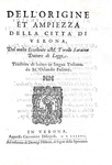 Saraina - Le historie e fatti de' Veronesi - Dell'origine et ampiezza della citt di Verona - 1586