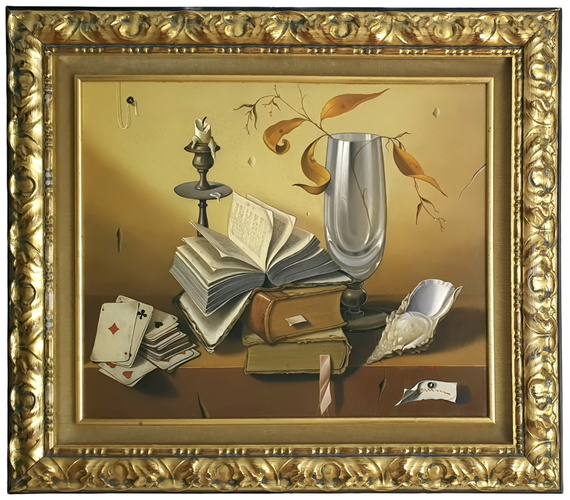 Bruno Stobbione - Ricordi sulla mensola - 1985 (olio su tavola, pubblicato e archiviato)