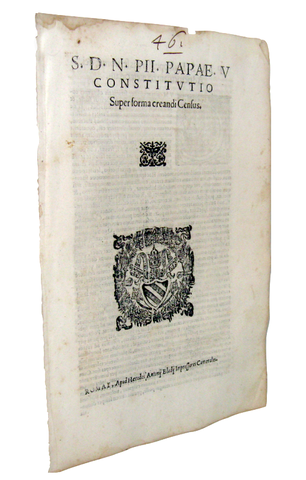 Costituzione di Pio V che disciplina i contratti di censo - Roma, Blado 1568