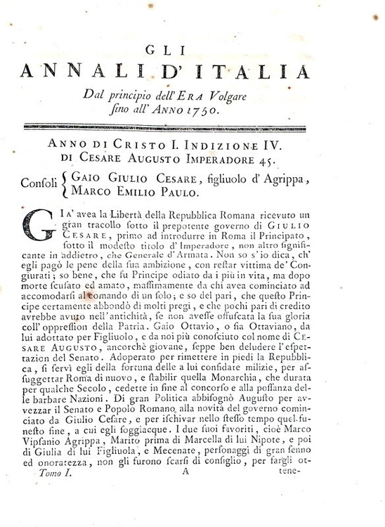 Un caposaldo della storiografia Ludovico Antonio Muratori Annali d