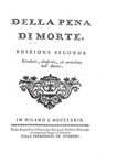 L'Illuminismo in Italia: Paolo Vergani - Della pena di morte - 1779 (seconda edizione aumentata)