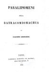 Leopardi - Paralipomeni della Batracomiomachia - 1842 (ristampa Le Monnier della prima edizione)