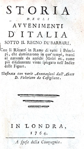 Emanuele Tesauro - Storia degli avvenimenti d'Italia sotto il regno de' Barbari - 1764 (figurato)