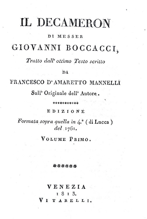 Giovanni Boccaccio - Il Decameron - Venezia, Vitarelli 1813 (con 4 belle tavole - ottima legatura)
